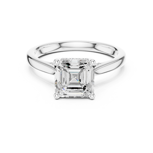 แหวนแบบคลาสสิกทรงวงแหวนซ่อนประดับเพชรทรง Asscher คุณภาพเยี่ยมจากเพชรเพาะเลี้ยงในห้องปฏิบัติการ ทำจากทองคำขาวแท้ 14k สำหรับผู้หญิง เหมาะสำหรับแหวนหมั้นและแหวนแต่งงาน - Product Image 3