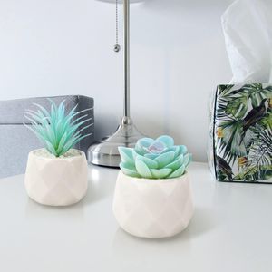 Set di Piante Succulente Artificiali Blu in Vasi di Ceramica Bianca, 4 Pezzi, Piante Finte da Interno per Ufficio e Decorazioni Natalizie per Donne - Product Image 4
