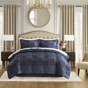 4 PCS Navy Cal King <b>Comforter</b> <b>Set</b> - Product Image 1
