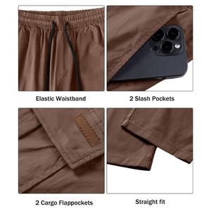 Jogger en toile léger taille moyenne pour hommes Pantalon cargo respirant décontracté avec fermeture éclair et poches - Product Image 5