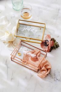 Glass Jewelry <b>Box</b> With Metal Frame Gold Black Rose Gold Color Options Rectangle Shape Storage Organizer For Accessories - Product Image 6