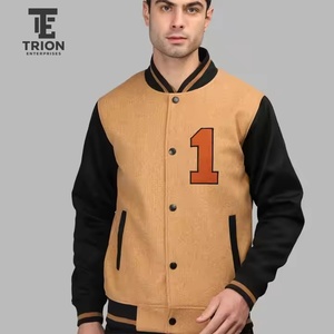 Blouson universitaire pour homme, couleur olive crème, brodé, style décontracté, veste de baseball, blouson bomber, vêtement d'extérieur décontracté pour l'automne, pour garçons - Product Image 3