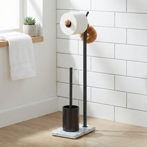 Vente en gros de porte-papier de salle de bain design moderne motif en marbre base en MDF avec brosse pour support de papier hygiénique fabricant de Taiwan - Product Image 1