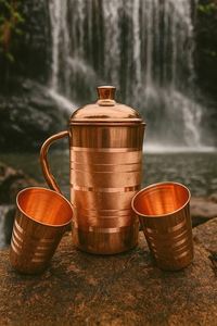 Jarra de Agua de Cobre Metálico Ecológica de Diseño Moderno con Asa y Acabado Pulido para Bodas - Product Image 6