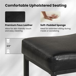 Ensemble de 2 tabourets de bar modernes noirs sans dossier avec siège ergonomique en forme de selle, coussin épais de 3,5 pouces, repose-pieds intégrés, structure en acier - Product Image 6