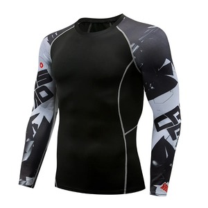 Camiseta de Compresión de Manga Larga para Hombre, Ajustada, de Secado Rápido, de Poliéster, para Artes Marciales Mixtas, con Estampado por Sublimación, Rojo, Negro, Gris - Product Image 2