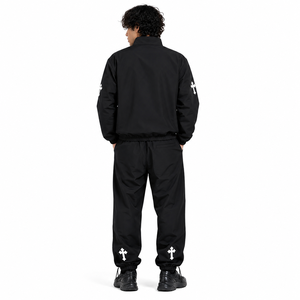 Ensemble de survêtement en nylon personnalisé avec impression graphique pour homme, coupe-vent zippé streetwear, ensemble jogging, broderie, patch, sweats à capuche coupe-vent - Product Image 5
