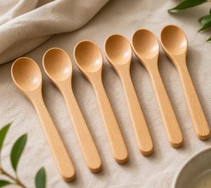 Eco Friendly Natural Wooden <b>Spoon</b> Fork Cutlery Set Rice Soup Ice Cream Wood Soup <b>Serving</b> <b>Spoons</b> - Product Image 2