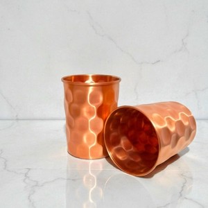 Hammered <b>Copper</b> Water Glass Set Pure <b>Copper</b> Drinking Tumblers Handmade Ayurvedic Cups Kitchen Dining Wholesale Supplier Exporter - Product Image 2