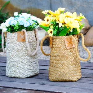 Cesta multifuncional hecha a mano de hierba marina, maceta, cesta de almacenamiento hecha a mano para escritorio, venta al por mayor, ecológica, hecha en Vietnam - Product Image 2