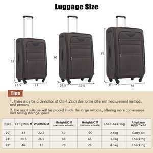 Set di valigie da 3 pezzi espandibile in Softside borsone da viaggio leggero con Spinner in posizione verticale per viaggi - Product Image 3
