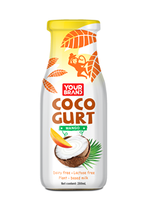 Boisson lactée végétale au yaourt de mangue et de noix de coco pour bébé, marque privée OEM ODM, bouteille en verre 280 ml, sans produits laitiers, vente en gros - Product Image 1