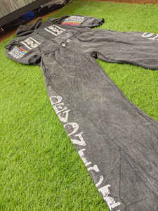 Survêtement vintage vieilli personnalisé avec patchs de broderie évasée Survêtement coupe ample imprimé numérique - Product Image 3