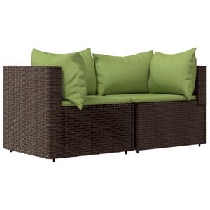 Conjunto de Muebles de Jardín de Ratán Sintético Marrón con Cojines Verdes - Product Image 3