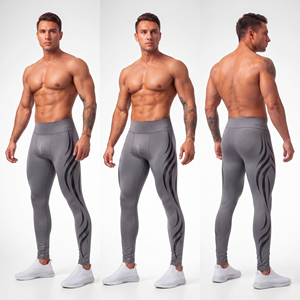 Leggings de sport personnalisés pour hommes, pantalons de compression taille basse, leggings de gym en spandex et polyester pour hommes, collants de yoga - Product Image 5