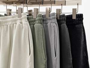 Pantalones Cortos Deportivos Casuales de Alta Calidad 100% Algodón para Hombre, Estilo Vintage, Felpa Francesa, Borde Crudo, Lavado Ácido, Unisex, con Logotipo Bordado Personalizado - Product Image 4