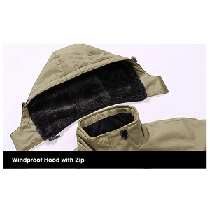 Chaqueta de Invierno para Hombre, con Capucha, Impermeable, Cortavientos, Forro Polar Grueso de Poliéster, para Senderismo al Aire Libre, Corte Regular - Product Image 2