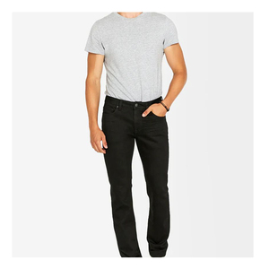 Jean élégant noir en denim respirant tissé pour homme, coupe droite, extensible, style business décontracté, 100 % coton, collection 2023 - Product Image 2
