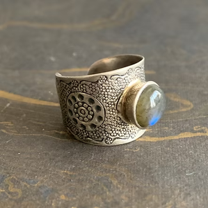 JAIPUR SILVER Designer Boho <b>Labradorite</b> Gemstone <b>Ring</b> 7.3 Grams Fine Jewelry for Unisex Everyday Wear - Product Image 4