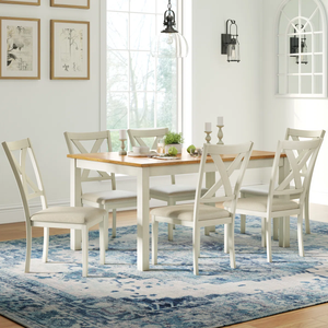 Ensemble de salle à manger Pindel Handicraft, 9 pièces, table rectangulaire en bois, chaises rembourrées à dossier croisé, mobilier moderne pour la maison - Product Image 4