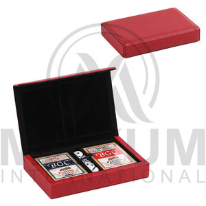 Étui de jeu de poker de haute qualité, 2 parties, en cuir véritable, sac à cartes de poker, logo personnalisé - Product Image 2