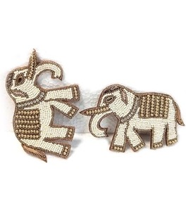 Aplique de Bordado Zari con Motivo de Elefante para Kurta, Lehenga, Dupatta, Bolsos y Adornos Textiles - Product Image 2