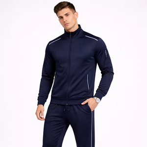 Ensemble de survêtement sportif bleu marine premium pour homme avec détails contrastés élégants, conçu pour la performance, le confort et le style - Product Image 1