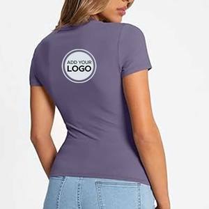 เสื้อยืดคอกลมทรงพอดีตัวสำหรับผู้หญิง รุ่น Color Story แถบยางยืดกว้าง - Product Image 2