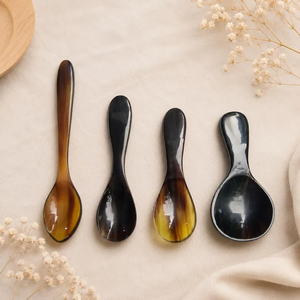 Cuillère à caviar en corne de buffle faite à la main luxueuse et cuillère à dessert en corne de vache pour dîner et petit déjeuner au prix le plus bas - Product Image 4