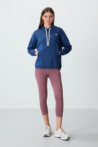 <b>Women</b>’s <b>Navy</b> <b>Blue</b> Oversized Pullover Hoodie Sweatshirt Casual Drawstring Hooded Fleece <b>Top</b> with Kangaroo Pocket <b>For</b> Sportswear - Product Image 6