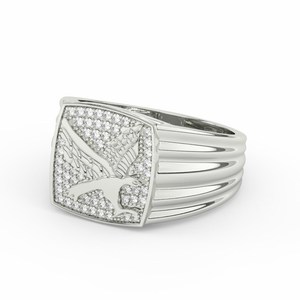 2CT D VVS1 Moissanite Eagle Signet <b>Ring</b> Gold Plated Sterling <b>Silver</b> Vintage Engagement Bird Iced Statement <b>Ring</b> <b>for</b> <b>Men</b> Women - Product Image 1
