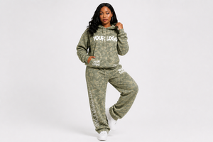 Custom Logo Women Camo Tracksuit Women Hoodie Sweatpants Set Streetwear Oversized <b>Camouflage</b> Set For Women - Product Image 3