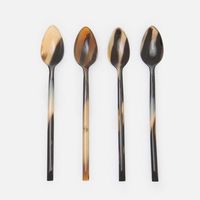 Ensemble de couverts de style européen en corne naturelle sculptée à la main de qualité supérieure, cuillère de service, cuillère à riz, cuillère à salade
