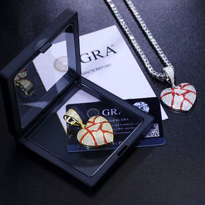 Heart Shape Moissanite Pendant Gold Plated Basketball Heart Pendant Full Pave Moissanite Jewelry Heart Pendant for Sports <b>Fans</b> - Product Image 6