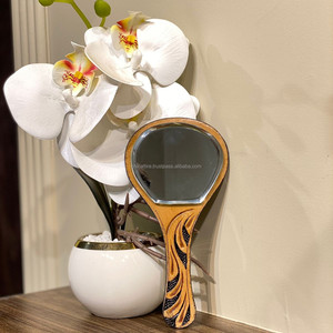 Espejo de mano de cuero genuino pintado a mano 2024, espejo de maquillaje de estilo occidental, espejo de diseño Vintage, regalo perfecto para esposa - Product Image 4