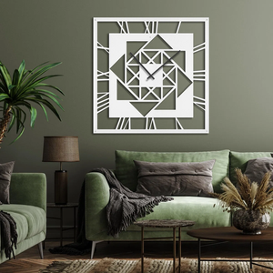 Modern Geometric Metal Wall <b>Clock</b> White Square Design <b>Large</b> 33-40 Inch Home Decoration Art Piece - Product Image 5