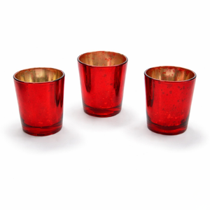 <b>Red</b> Mercury Glass Tea Light Holder | Vintage <b>Candle</b> Holder | Decorative Votive for Home Wedding Party | Table Centrepiece Decor - Product Image 1