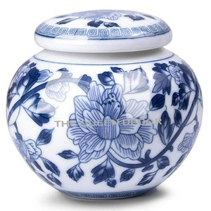 Jarrón Decorativo de Porcelana Azul y Blanco Estilo Art Deco con Tapa, Diseño Duradero Hecho a Mano, para Uso como Vajilla - Product Image 2