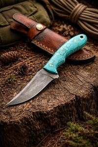 Drop Point <b>Camping</b> Knife Stainless Steel Blade Blue Resin Handle Non Adjustable Edge Outdoor Use - Product Image 6