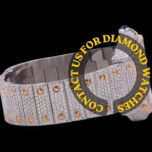 Dernier design, or blanc, moissanite taille brillant, cadran carré chiffres romains, mouvement à quartz, bijoux tendance et à la mode - Product Image 5