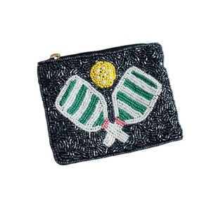 Personnalisation de la broderie artisanale de perles pour le jour du jeu PICKLEBALL QUEEN Mini sac à fermeture éclair Premium & Dernières uniques par Hiba Enterprises - Product Image 5