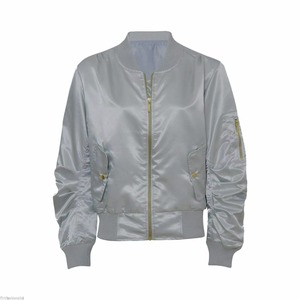 Satin <b>Jacket</b> in Factory Price Best Different Size Men Golden Satin Bomber <b>Jacket</b> Unisex Casual Zipper Closure Stand Collar - Product Image 3