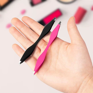 1 pince à épiler double embout en acier inoxydable pour sourcils et cils, outil de beauté pour la réparation des sourcils, pince à maquillage de précision à pointe inclinée - Product Image 6