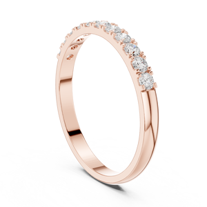 Anillo de Boda de Media Eternidad con Diamantes de Corte Redondo en Oro Rosa Personalizado para Mujer, Anillo de Promesa Apilable Minimalista para Aniversario - Product Image 2
