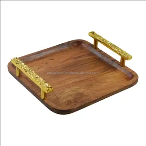 Plateau en bois au design unique et professionnel avec poignée en métal Plateau en bambou de taille personnalisée pour la cuisine et la maison à des prix abordables - Product Image 1