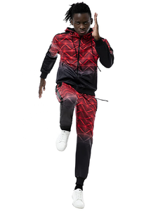 ชุดวอร์มมีฮู้ดสำหรับผู้ชาย,ชุดวอร์มเข้ารูปแบบมีซิปด้านหน้าพิมพ์ลายฤดูใบไม้ร่วงเสื้อกีฬาแขนยาว2ชิ้น - Product Image 4