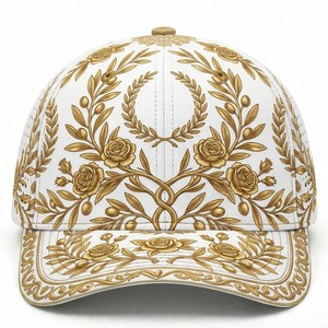 Elegante Gorra de Béisbol de Malla Botánica en Oro Blanco, Ajustable, Unisex, de Lujo, para Deportes al Aire Libre, Personalizable - Product Image 2