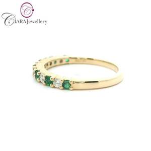 แหวนแต่งงาน18K สีขาว/เหลืองทองเพชรธรรมชาติและมรกตแหวนหมั้นสำหรับผู้หญิงสไตล์อินเทรนด์ - Product Image 5