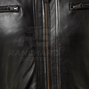 Chaqueta de Cuero Vacuno para Hombre, Estilo Motero, Resistente, Suave, Informal, con Cierre de Cremallera Frontal, Ecológica, Transpirable, Ligera, Ropa de Calle - Product Image 6