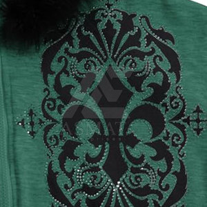 Sudadera con capucha de mujer a la moda con cremallera completa y pedrería brillante, estilo urbano - Product Image 4